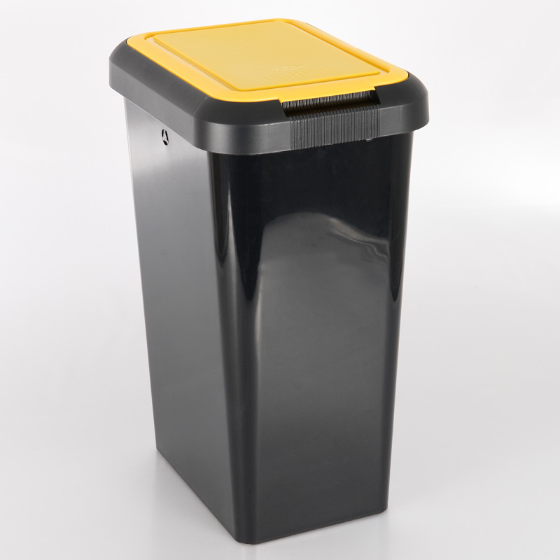 Poubelle de tri 'Touch&Lift' 25L noir/jaune en plastique - L