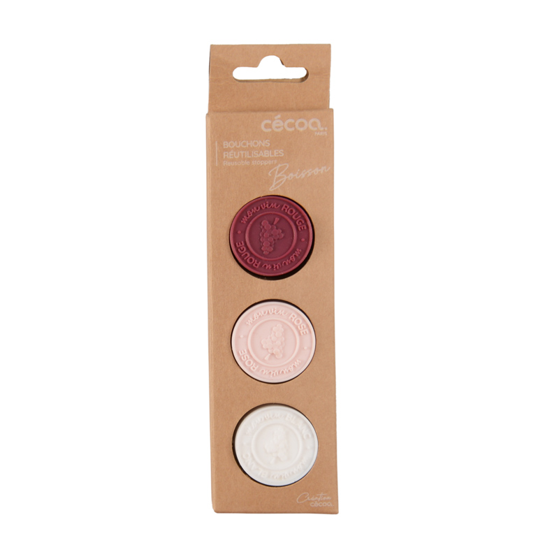 Lot de 3 bouchons en silicone pour bouteilles