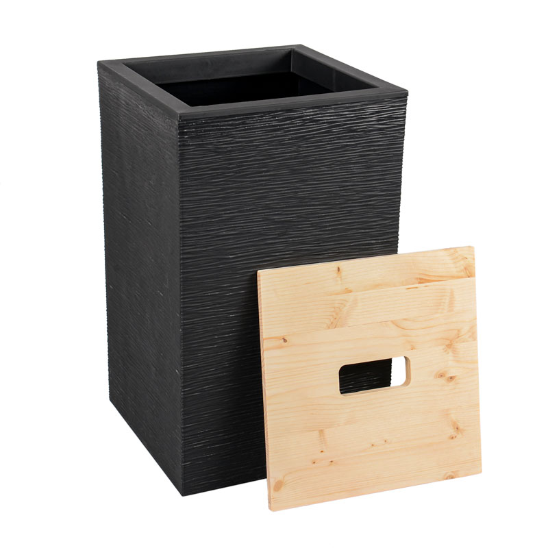 Réservoir carré à granulés noir/marron 36l 29.5x29.5x50.6cm - L
