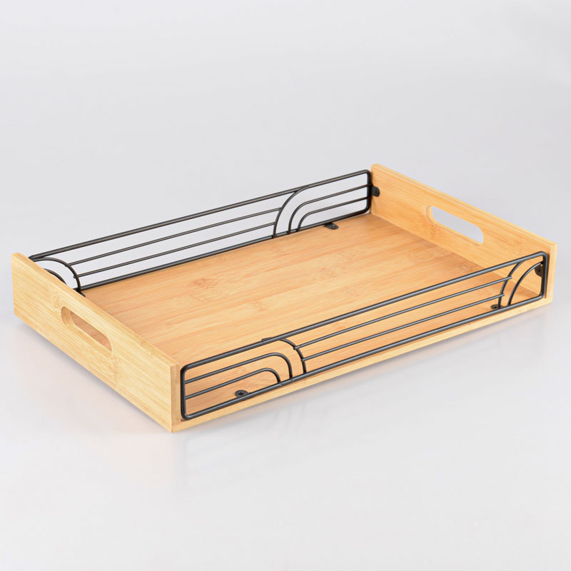 Plateau 'LIN'ART' en bois et métal