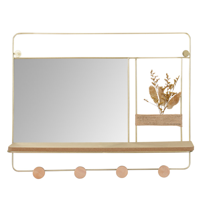 Etagère miroir avec 4 patères 'Balaméa'