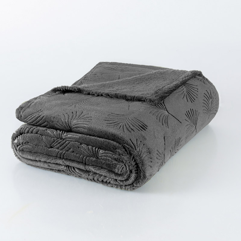 Plaid microfibre 'Saveria' couleur ardoise