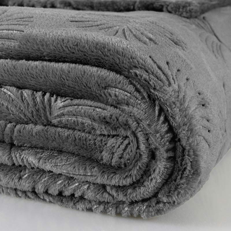 Plaid microfibre 'Saveria' couleur ardoise