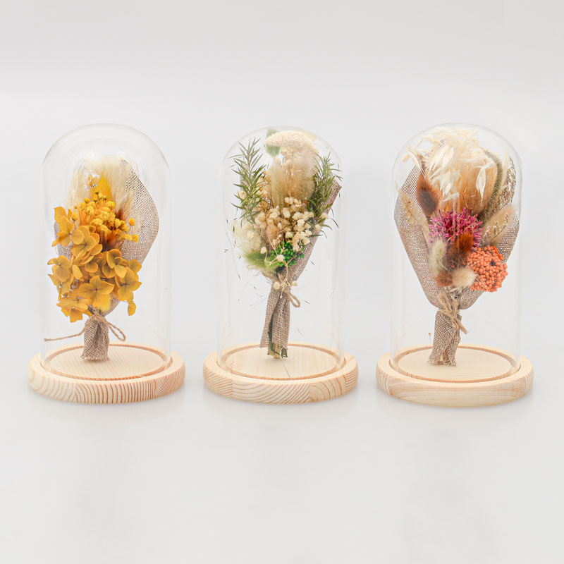 Fleurs séchées sous globe