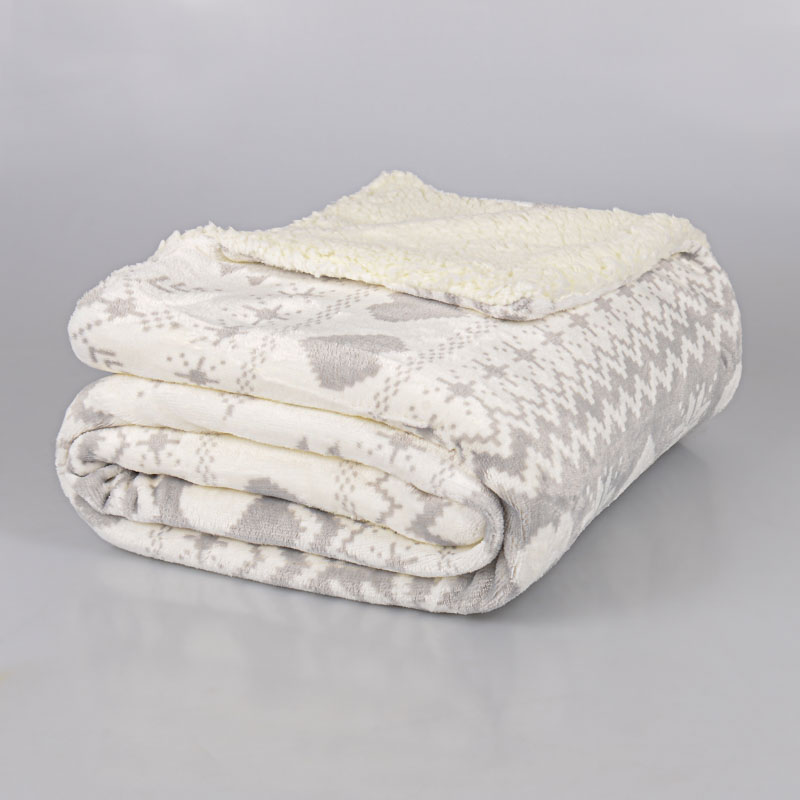 Plaid microfibre imprimé doublé 'Snow heart'