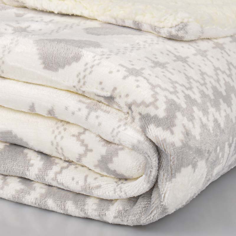 Plaid microfibre imprimé doublé 'Snow heart'
