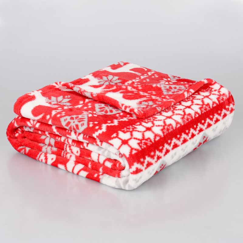 Plaid microfibre imprimé 'Snow deer'