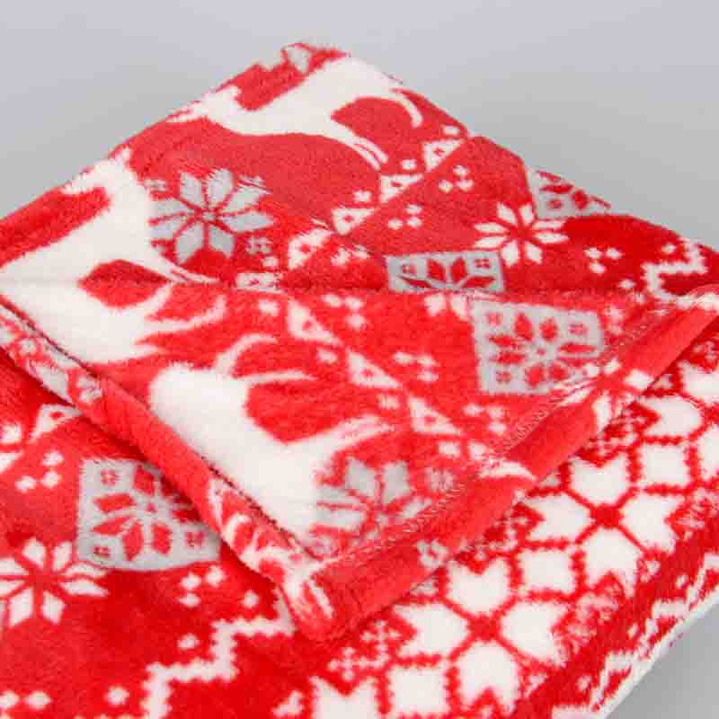 Plaid microfibre imprimé 'Snow deer'