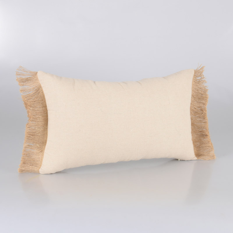Coussin avec franges en jute 'Mooréa' beige