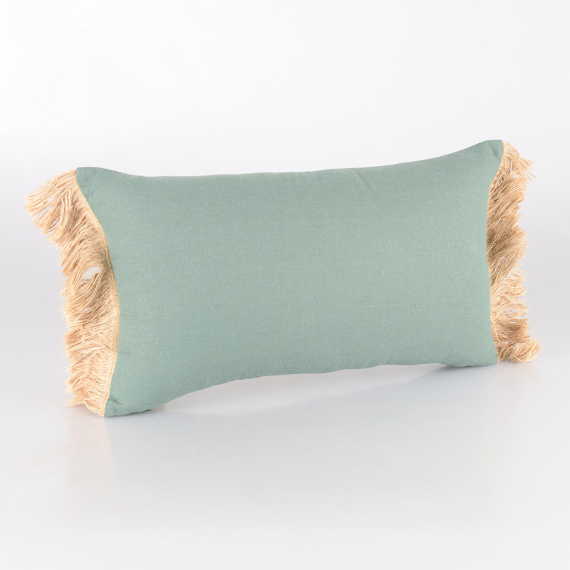 Coussin avec franges en jute 'Mooréa' kaki