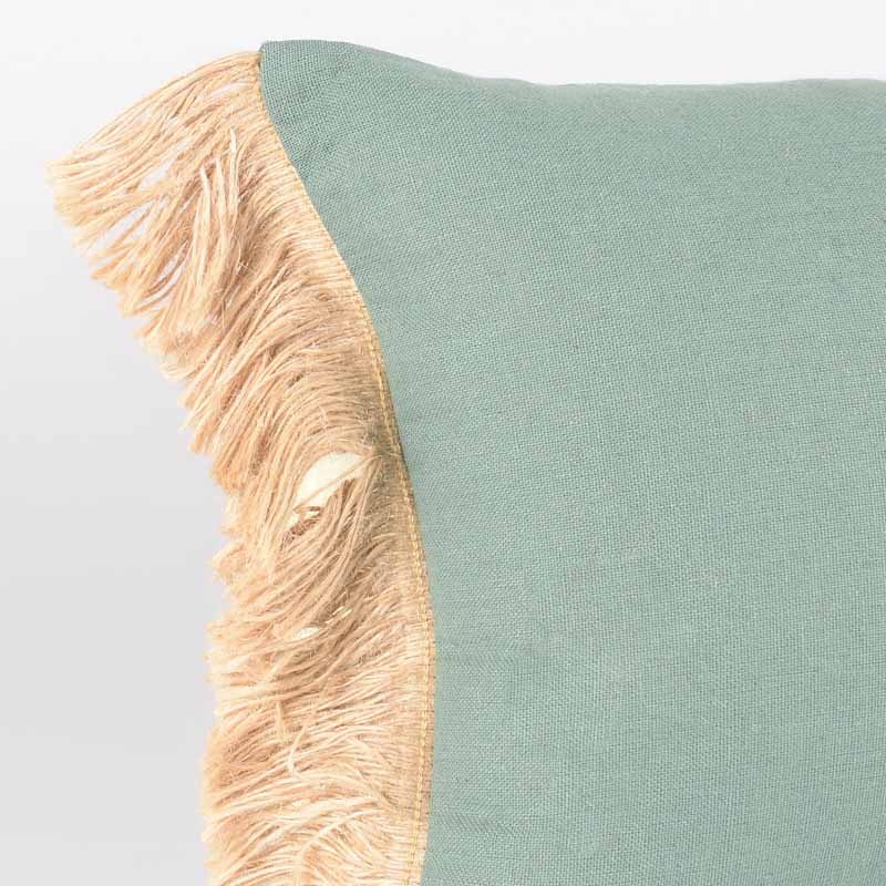 Coussin avec franges en jute 'Mooréa' kaki