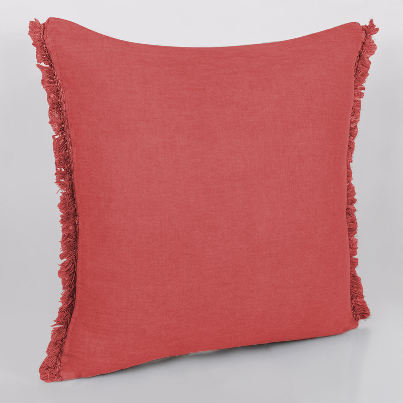 Coussin 'Toscane' rouge coton lavé