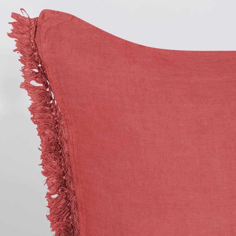 Coussin 'Toscane' rouge coton lavé