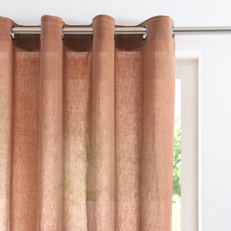 Rideau tamisant 'Toscane' terracotta coton lavé