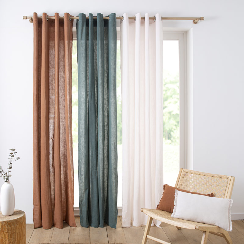 Rideau tamisant 'Toscane' terracotta coton lavé