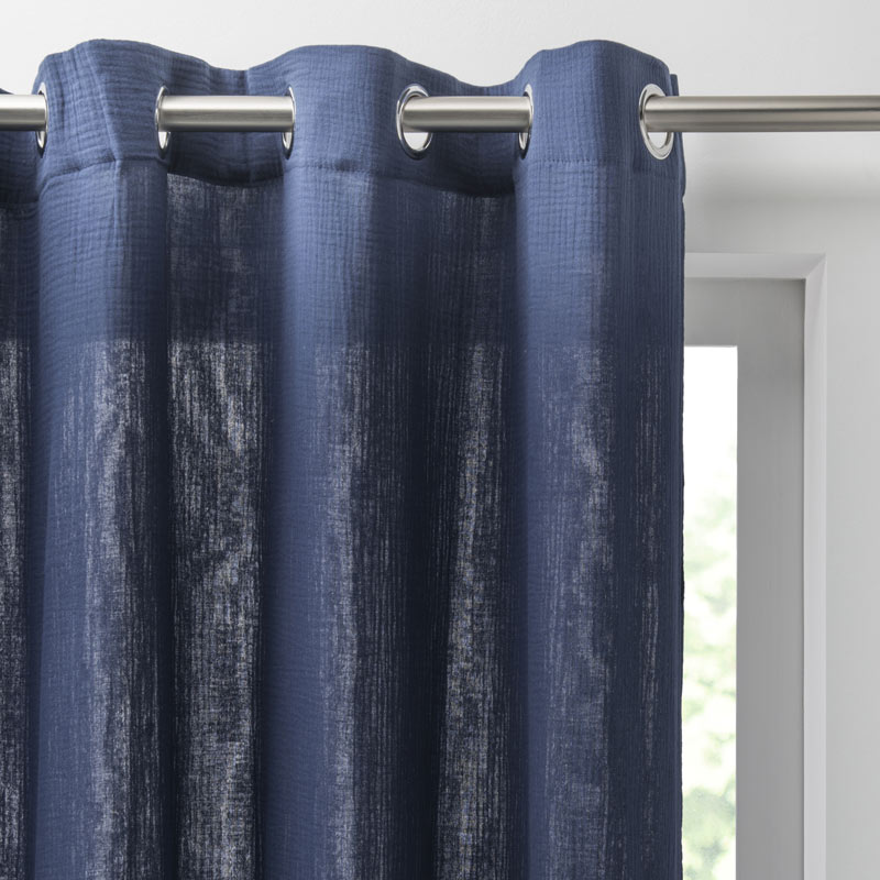 Rideau 'Idylle' en gaze de coton bleu