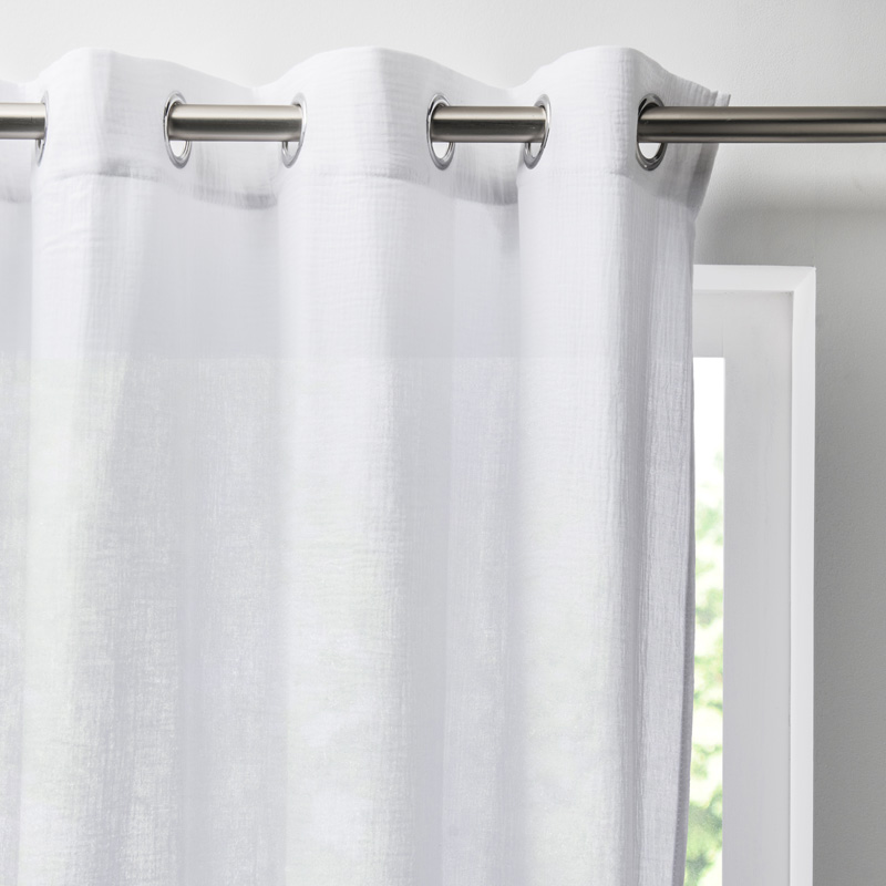 Rideau 'Idylle' en gaze de coton blanc