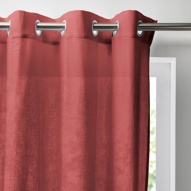 Rideau 'Idylle' en gaze de coton terracotta