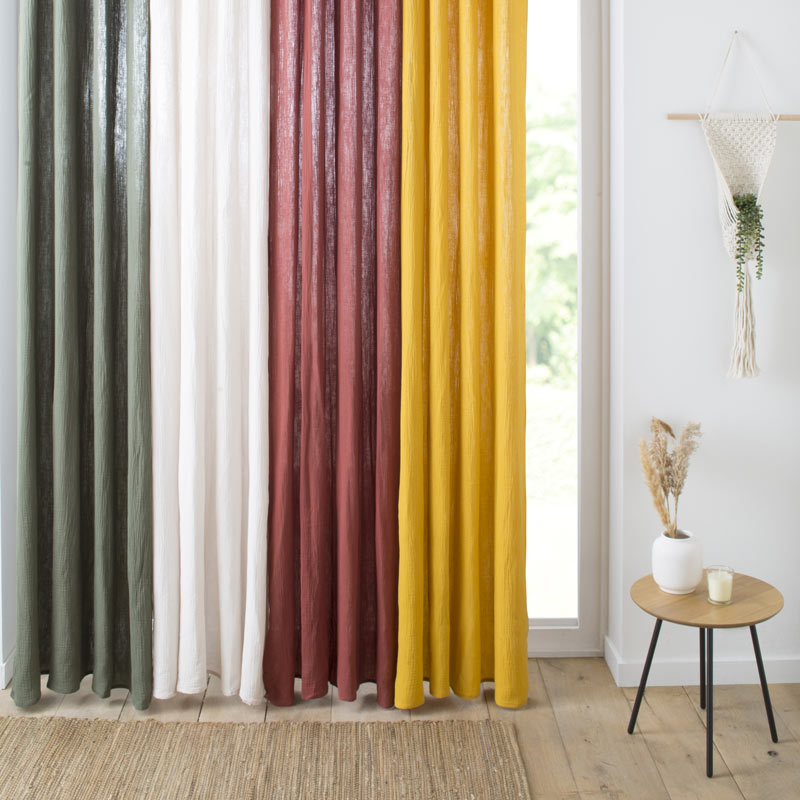 Rideau 'Idylle' en gaze de coton terracotta