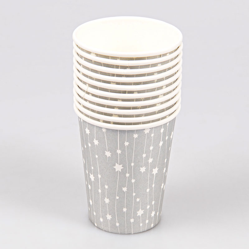 10 gobelets en carton 'guirlande étoile' argent
