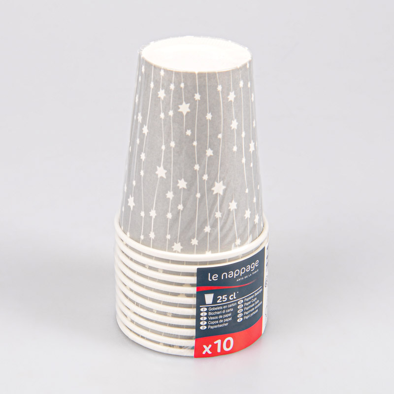 10 gobelets en carton 'guirlande étoile' argent