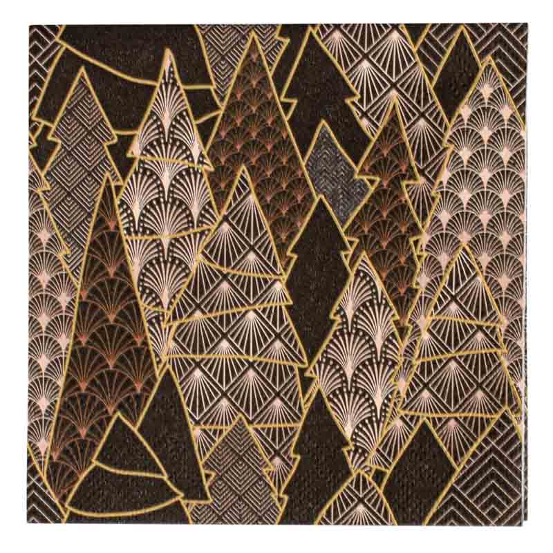 Lot de 20 serviettes 'Luxury Trees' noir