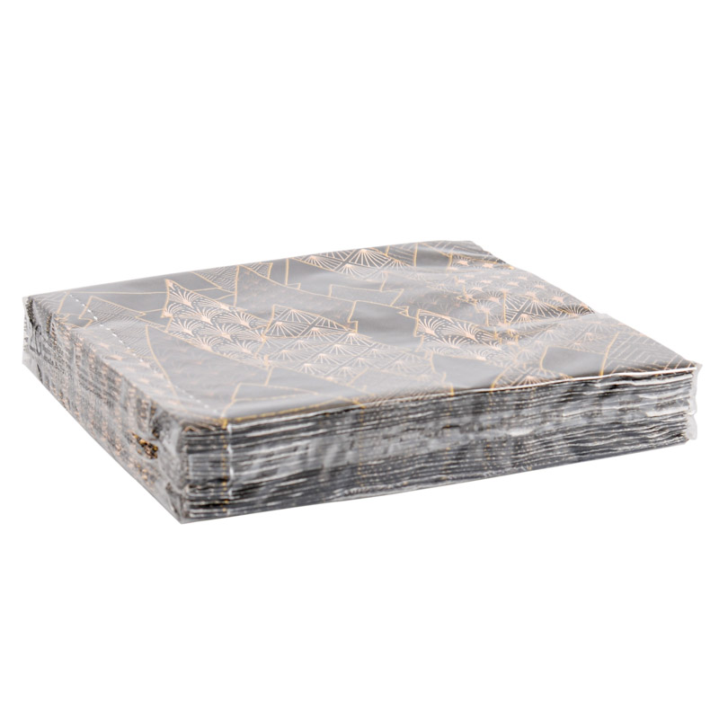 Lot de 20 serviettes 'Luxury Trees' noir