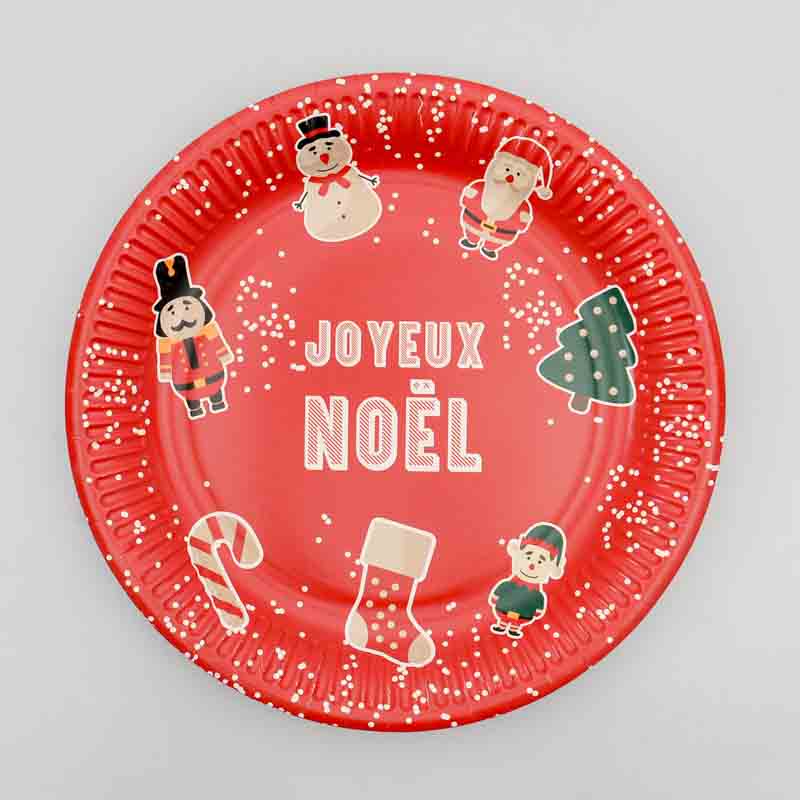 Lot de 8 assiettes rondes 'Funny Xmas'