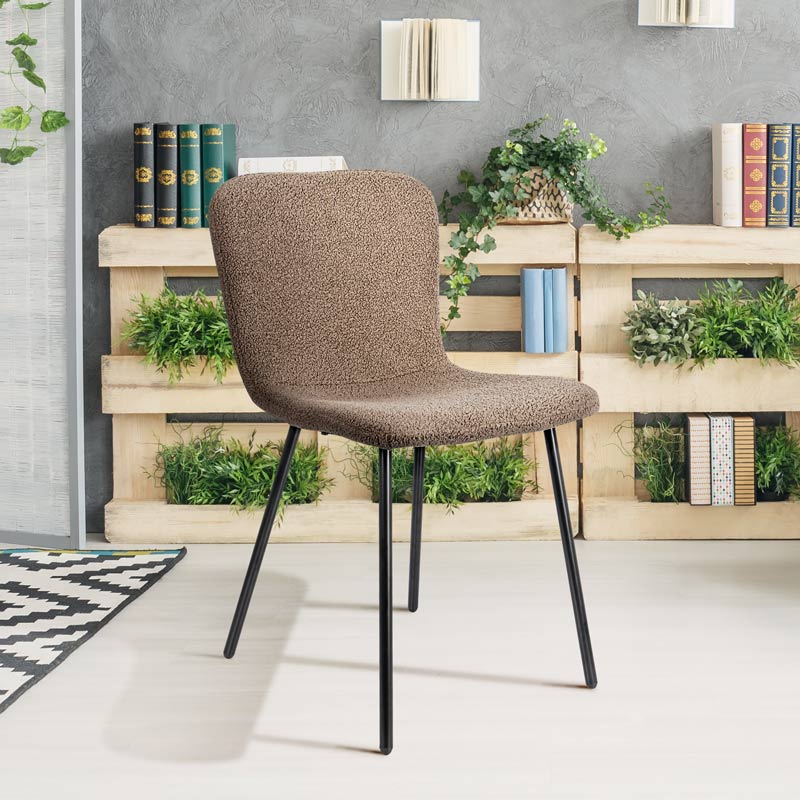 Chaise 'Sheepy' effet chenille noisette