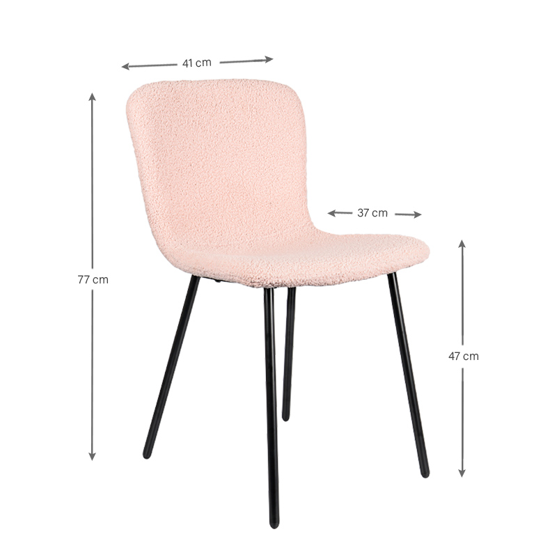 Chaise 'Sheepy' effet chenille rose