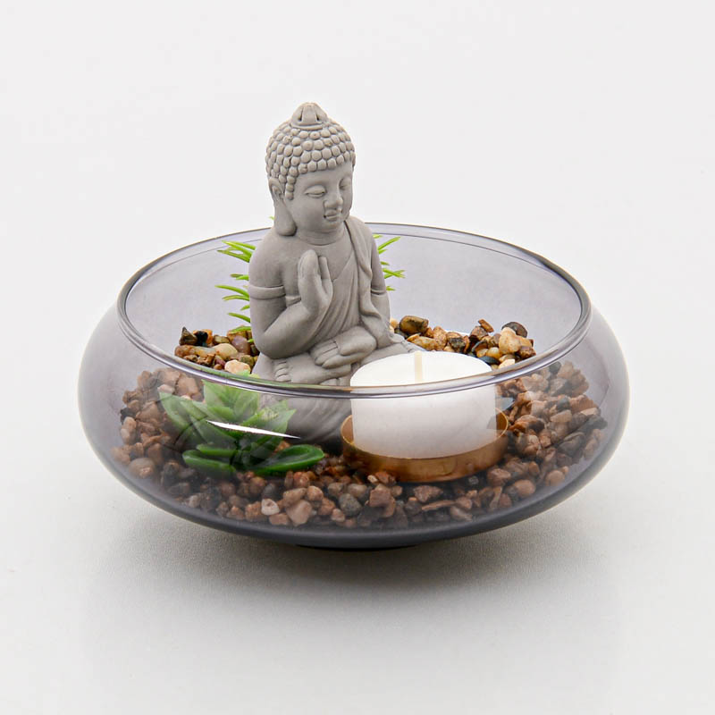 Photophore bouddha avec plante 