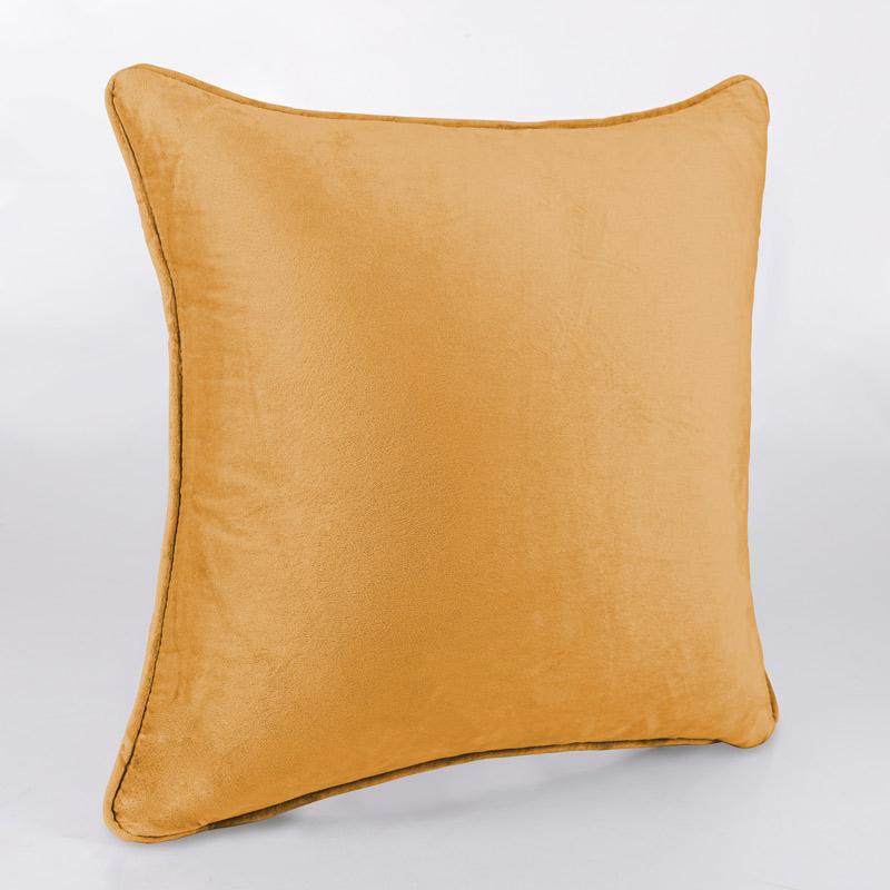 Coussin velours 'Elena' jaune safran