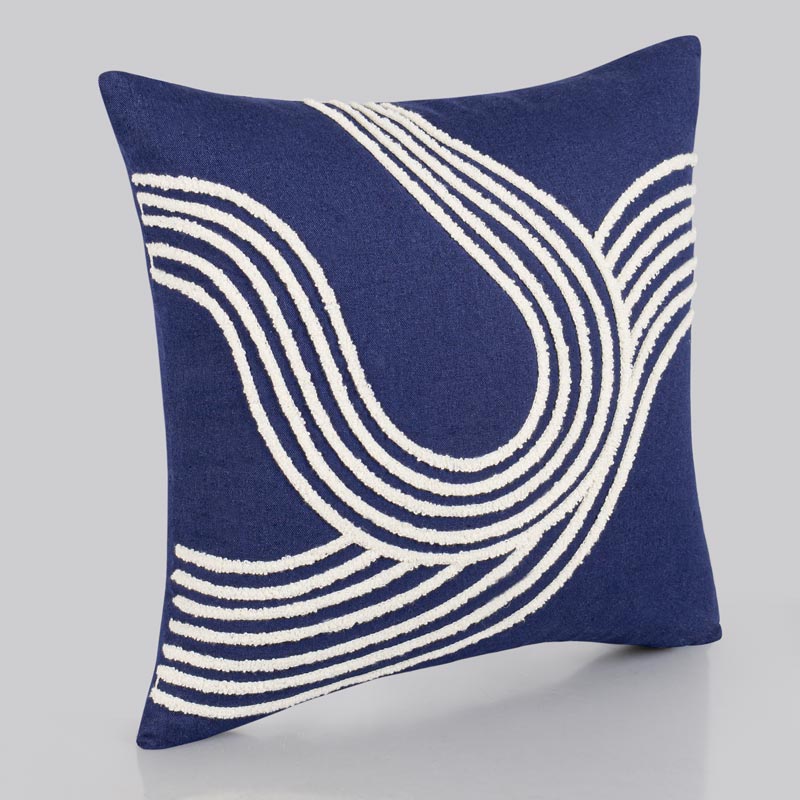 Coussin brodé 'Caracas' bleu