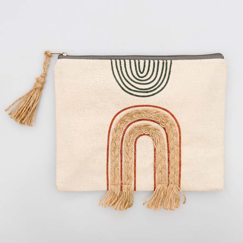 Pochette décorée 'Bamako' écru