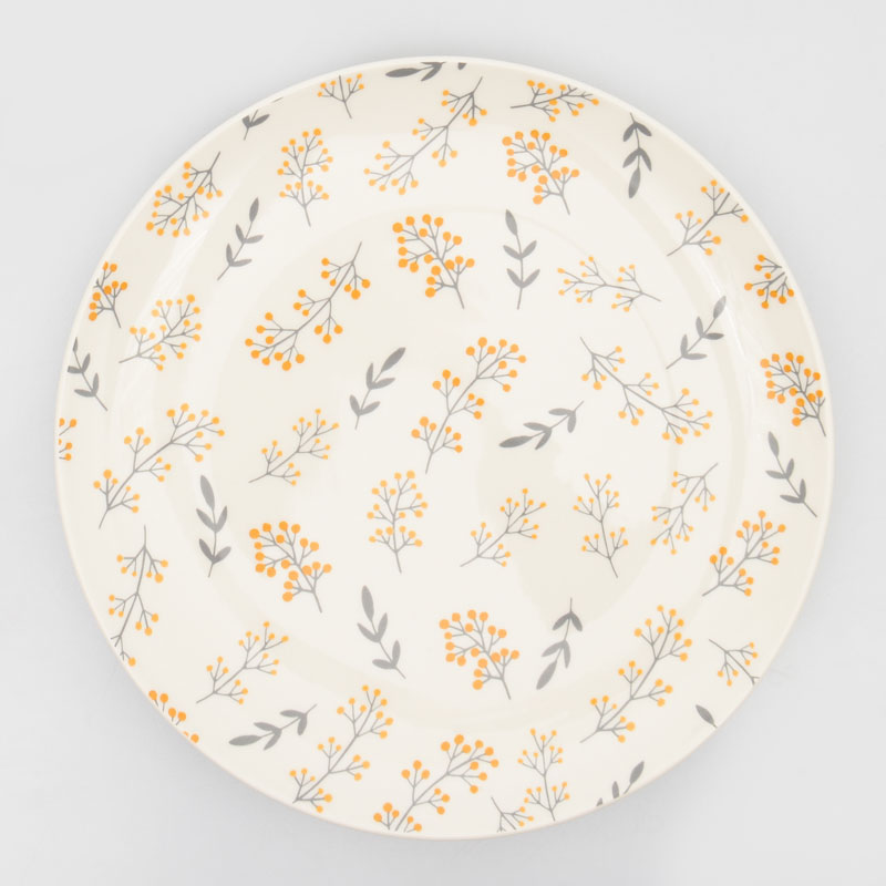 Assiette plate 'Flora' grise