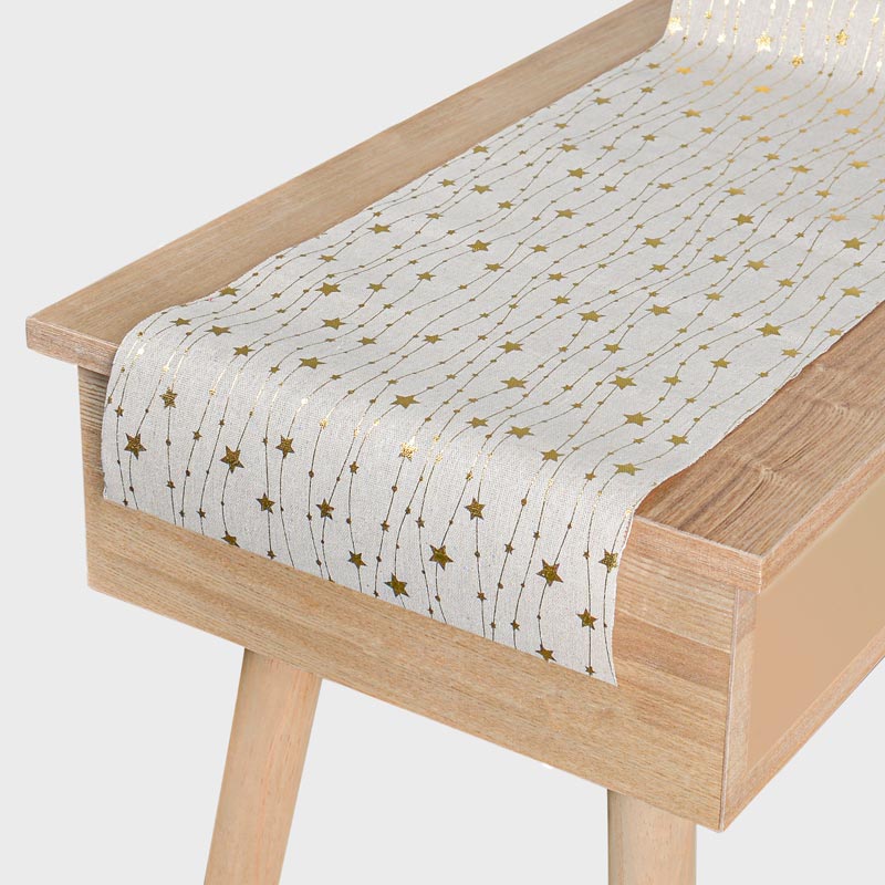 Chemin de table étoiles filantes doré