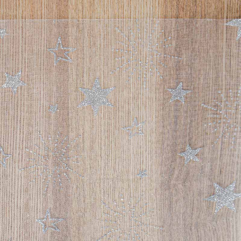 Chemin de table 'Wonderland' blanc et argenté