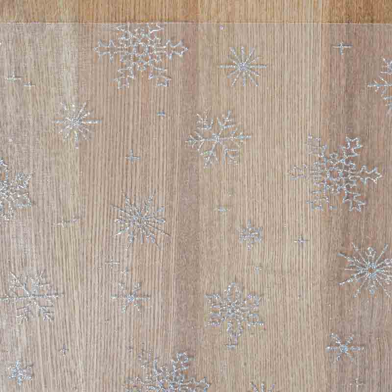 Chemin de table 'Flocky' blanc et argenté