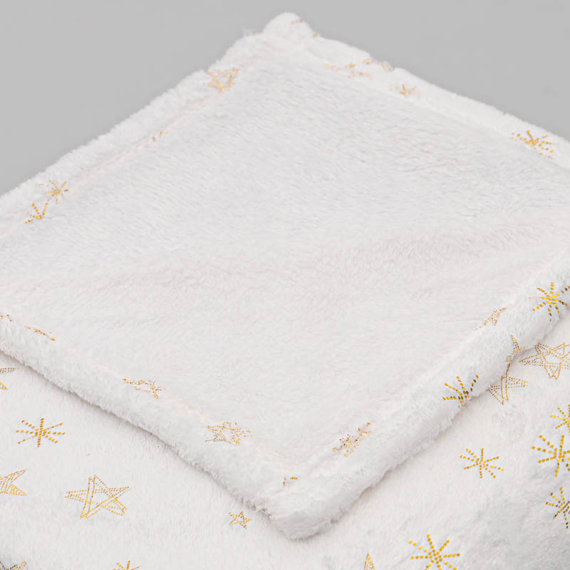 Plaid microfibre 'Flocons' blanc et doré