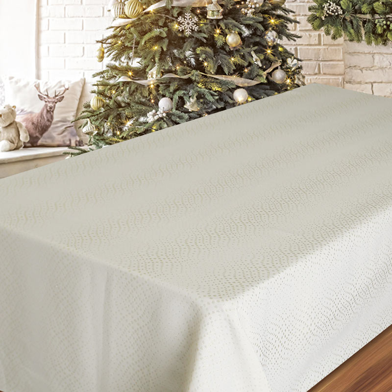 Nappe jacquard 'Boréal' écru et doré