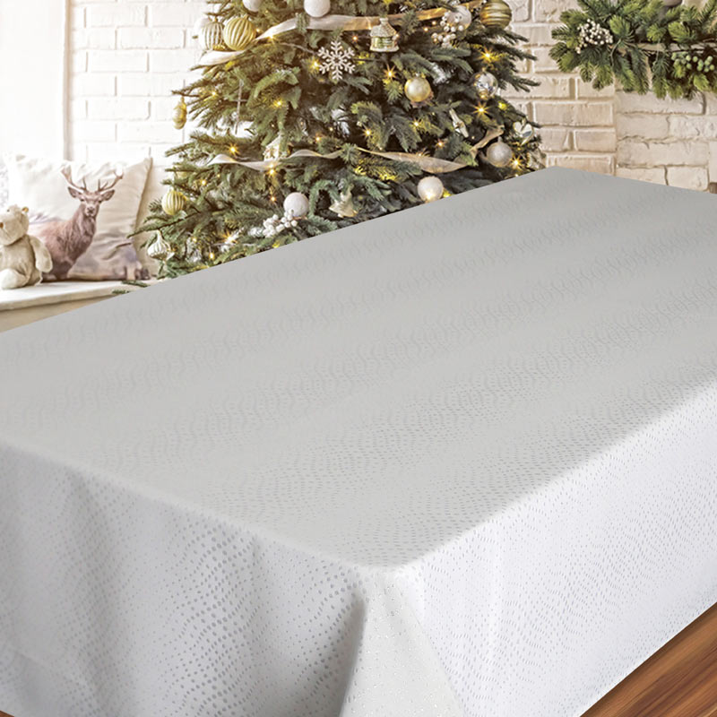 Nappe jacquard 'Boréal' blanc et argenté