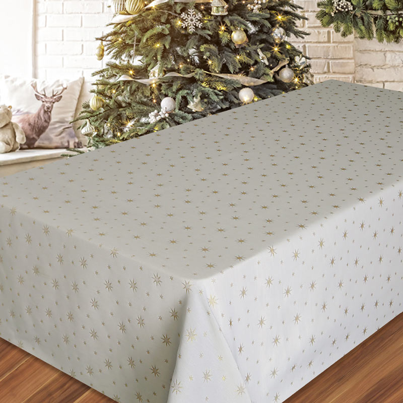 Nappe jacquard 'Astro' écru et doré