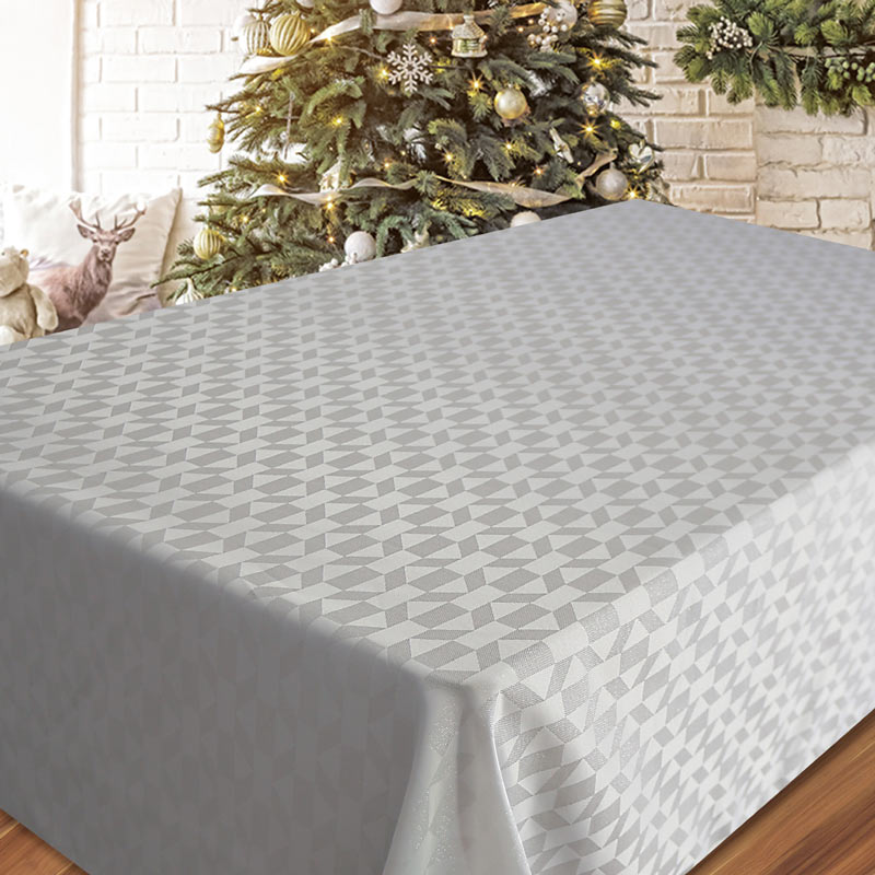 Nappe jacquard 'Maya' blanc et argenté