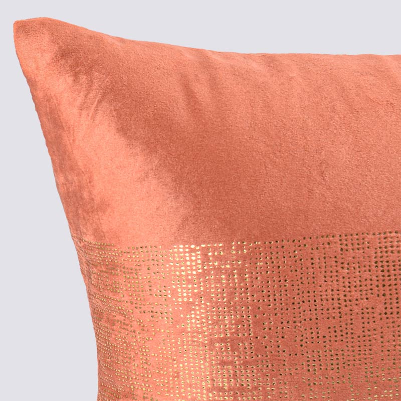 Coussin velours 'Art Déco' terracotta/doré