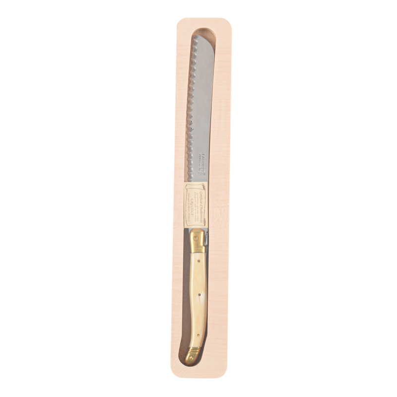 Coffret couteau à pain façon corne inox