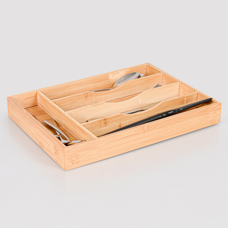 Plateau range-couverts en bambou