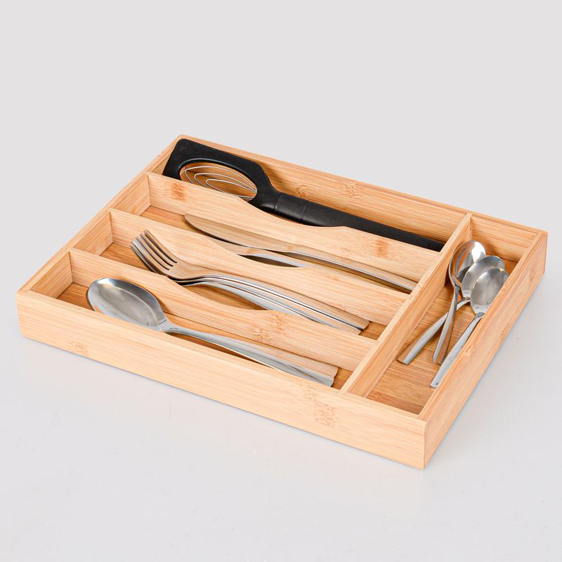 Plateau range-couverts en bambou