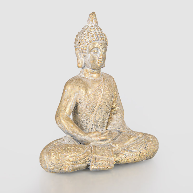 Statue de Bouddha assis gris et doré