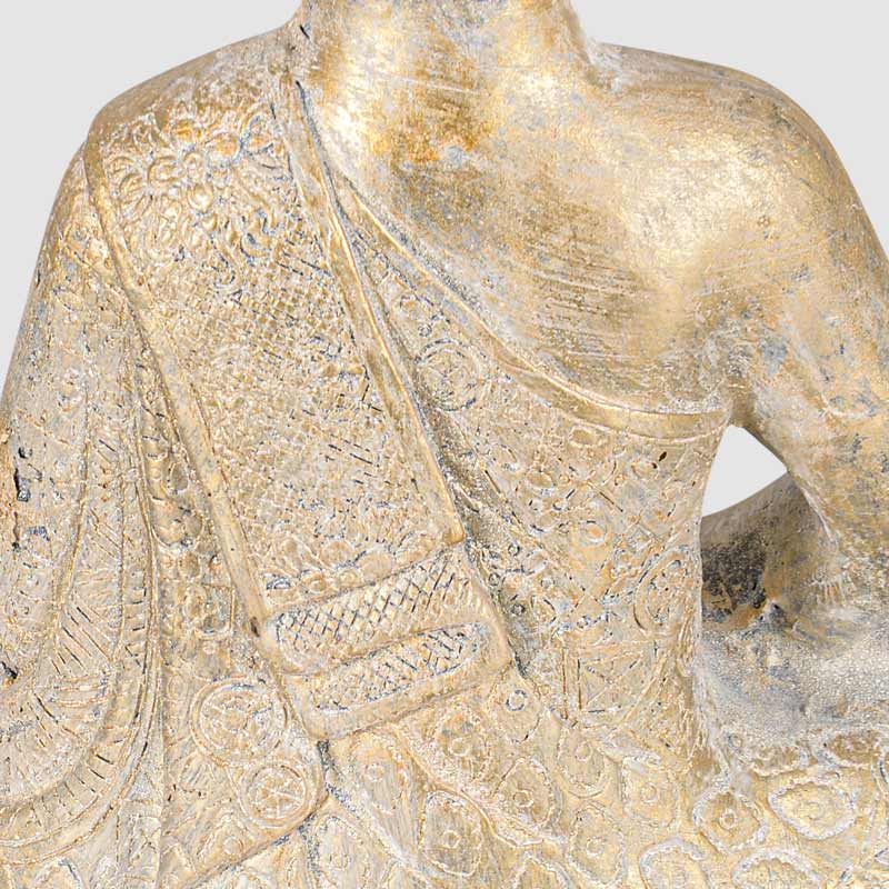 Statue de Bouddha assis gris et doré