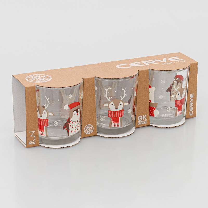Lot de 3 verres bas 'Winter Friends'
